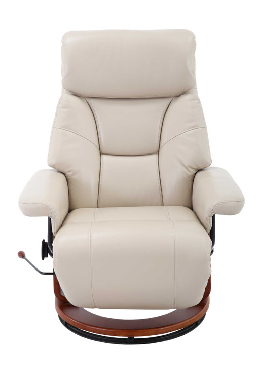 Homeroots Off White Soft Faux Leather Swivel Recliner Chair 379950