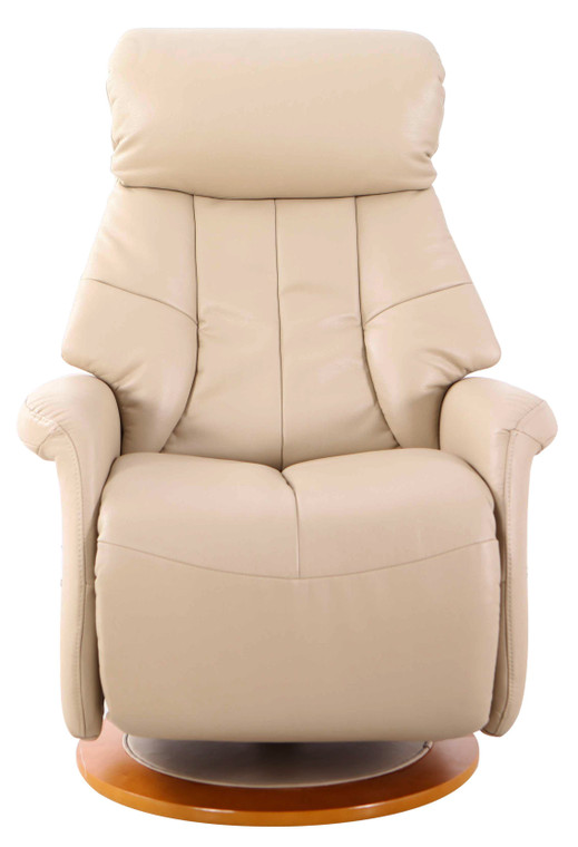 Homeroots Contemporary Design Light Tan Faux Leather Swivel Recliner Chair 379958