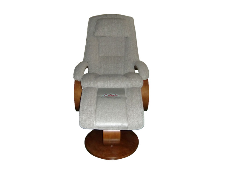 Homeroots Linen Tan Fabric Recline Chair And Ottoman Set 379959