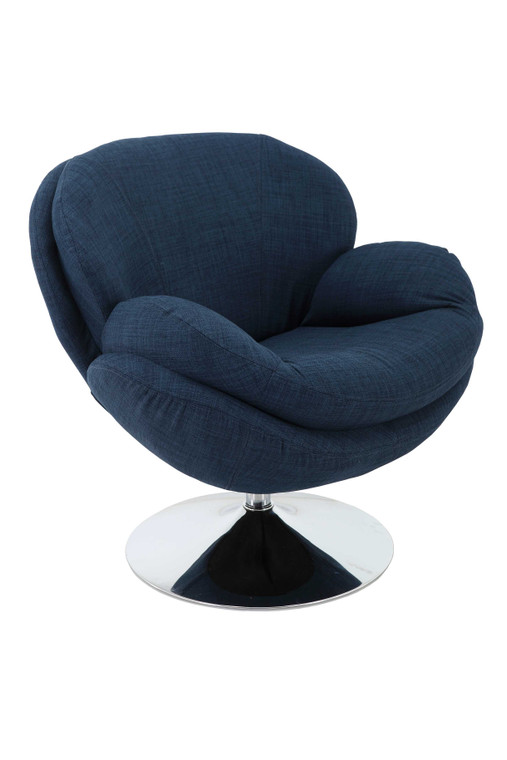 Homeroots Denim Blue Fabric Swivel Accent Chair 379986