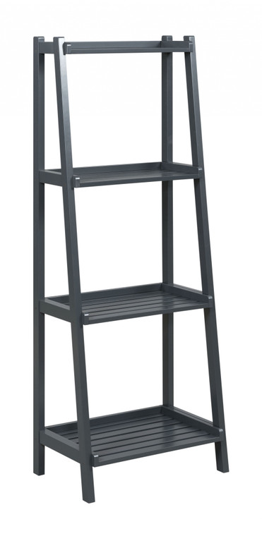 Homeroots 60" Bookcase With 4 Shelves In Graphite 380041
