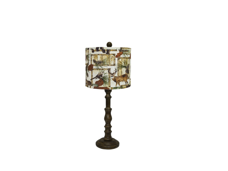 Homeroots Brown Traditional Table Lamp With Woodland Animal Printed Shade 380105