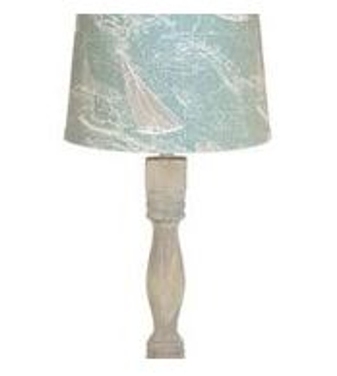 Homeroots Distressed Washed Wood Finish Table Lamp With Sail Away Printed Shade 380140