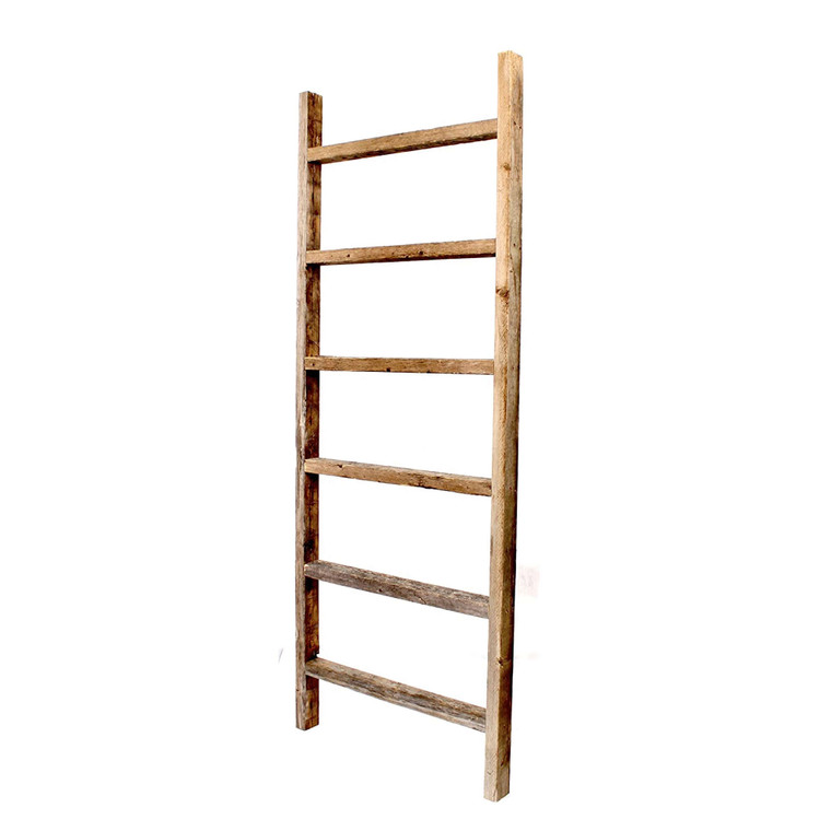 Homeroots 6 Step Rustic Weathered Grey Wood Ladder Shelf 380338