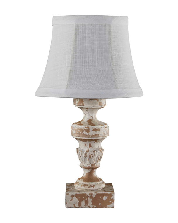 Homeroots Distressed White Accent Lamp 380539
