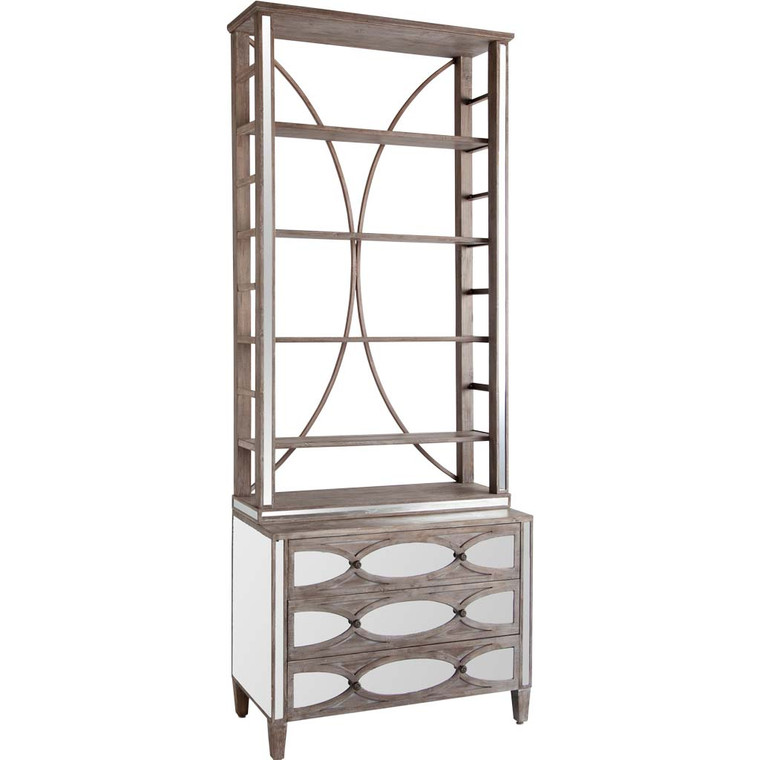 Homeroots Brown Wooden Mirrored Shelving Unit With 4 Shelves 380595
