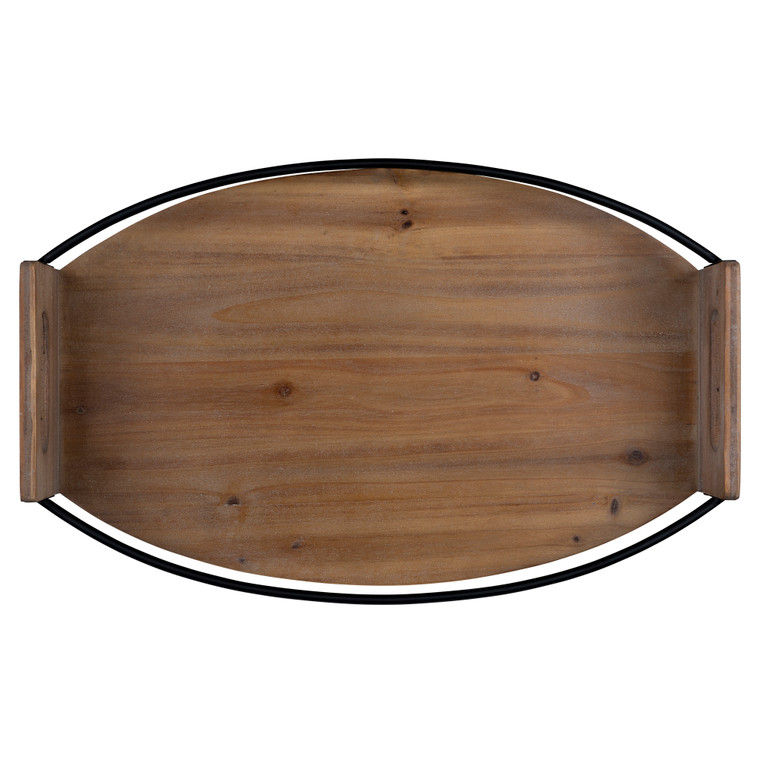 Homeroots Stratton Home Decor Oval Wood And Metal Tray 380830