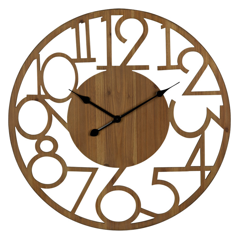 Homeroots Stratton Home Decor Brady Natural Wood Wall Clock 380840