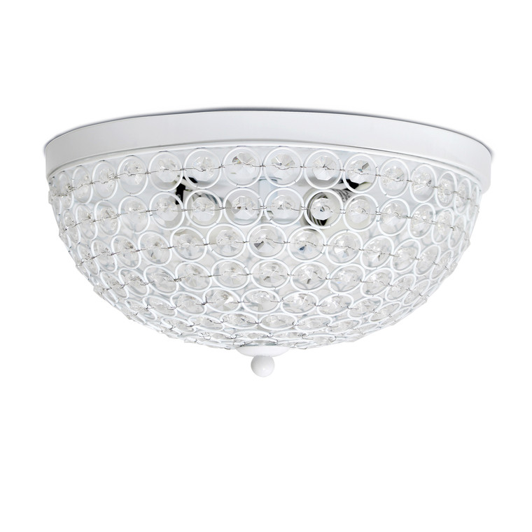 Elegant Designs 2 Light Elipse Crystal Flush Mount Ceiling Light, White FM1000-WHT