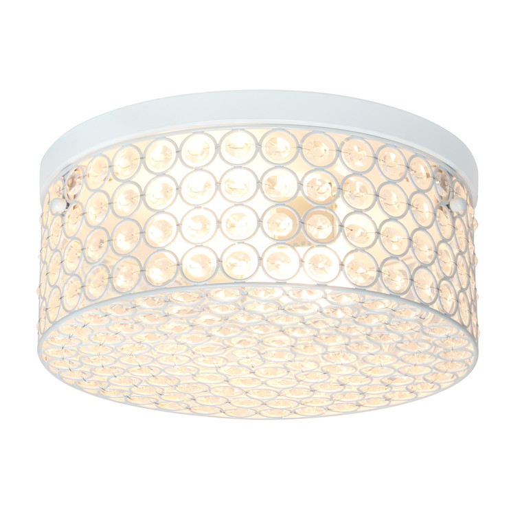 Elegant Designs 12 Inch Elipse Crystal 2 Light Round Ceiling Flush Mount,White FM1003-WHT