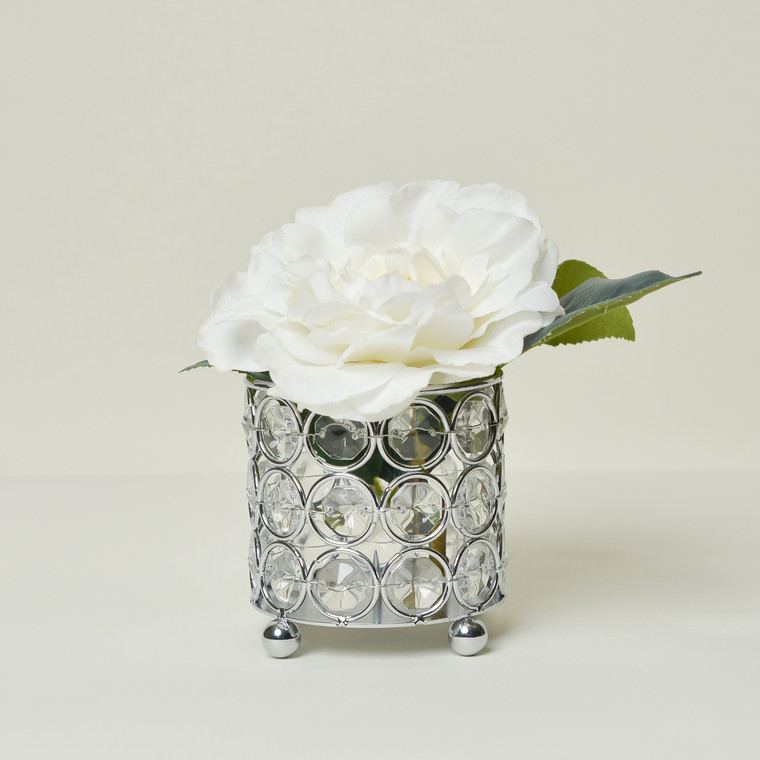 Elegant Designs Elipse Crystal Decorative Flower Vase, Candle Holder, Wedding Centerpiece, 3.25 Inch, Chrome HG1000-CHR