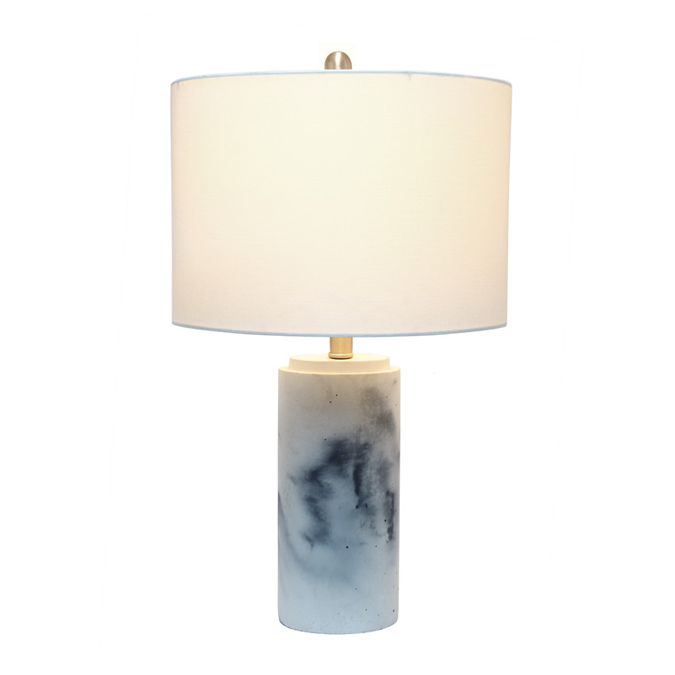 Lalia Home Marbleized Table Lamp With White Fabric Shade, White LHT-5012-WH