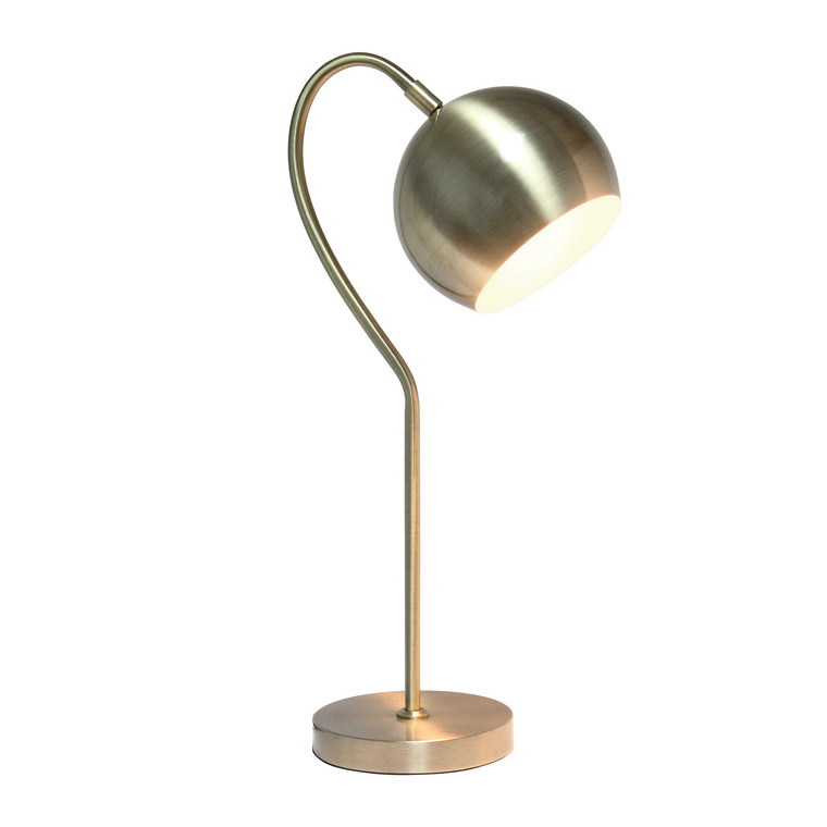 Lalia Home Mid Century Curved Table Lamp With Dome Shade, Antique Brass LHT-5031-AB