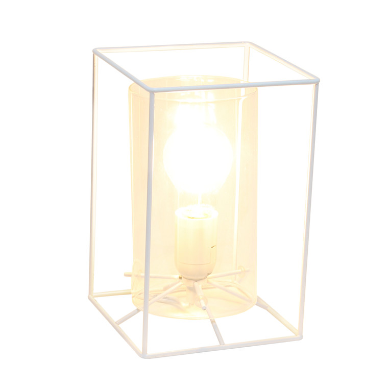 Lalia Home White Framed Table Lamp With Clear Cylinder Glass Shade, Small LHT-5059-WH