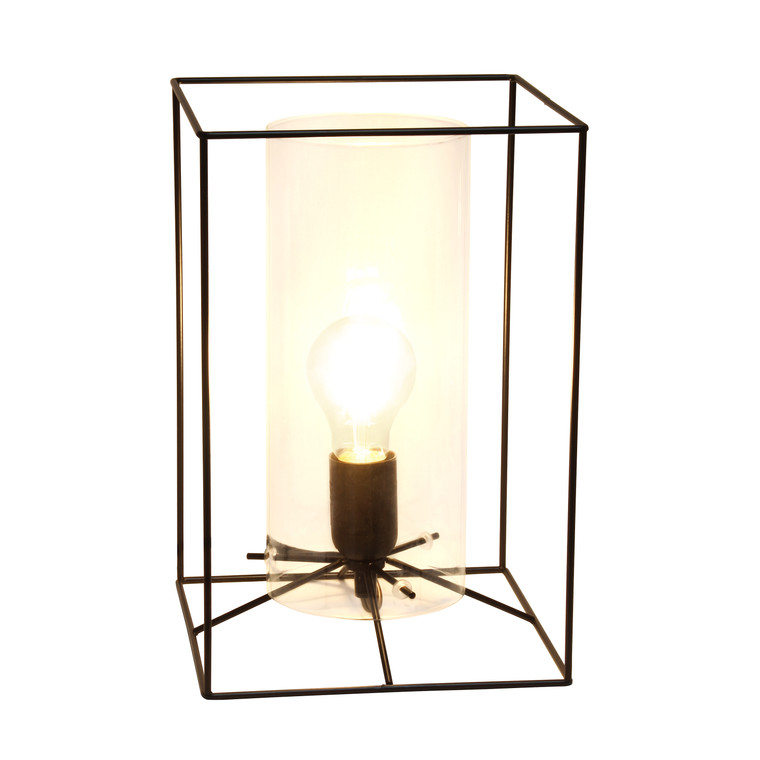 Lalia Home Black Framed Table Lamp With Clear Cylinder Glass Shade, Large LHT-5060-CL