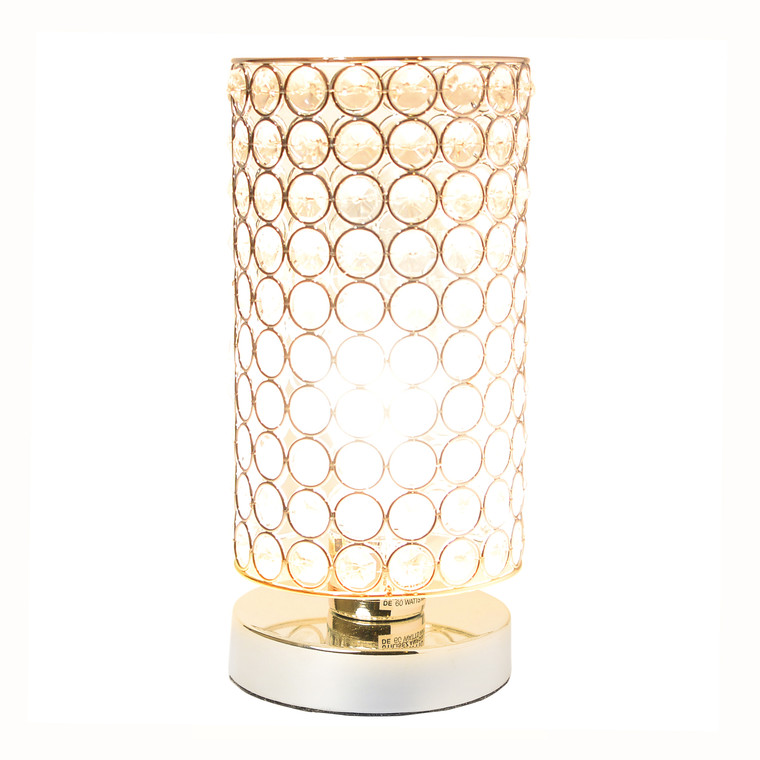 Elegant Designs Elipse Crystal Bedside Nightstand Cylindrical Uplight Table Lamp, Chrome LT1051-CHR