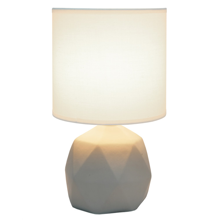 Simple Designs Geometric Concrete Lamp, White LT2060-WHT