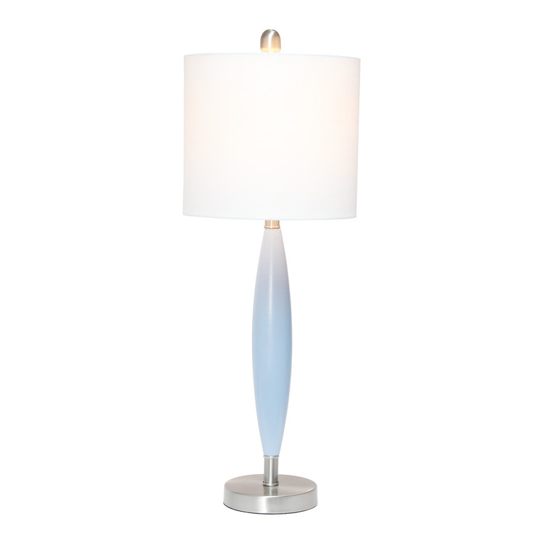 Lalia Home Stylus Table Lamp With White Fabric Shade, Blue LHT-5036-BL