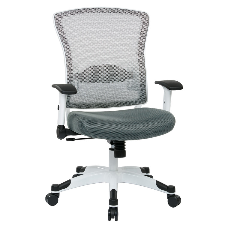 Office Star White Frame Managers Chair - Grey 317W-W1C1F2W-2M