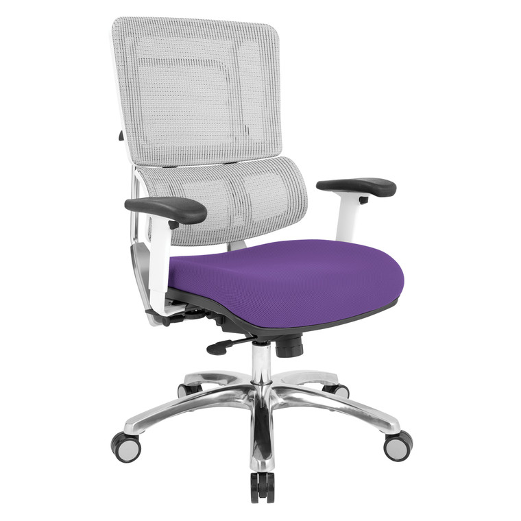 Office Star Breathable White Vertical Mesh Chair - Purple 99661W-512