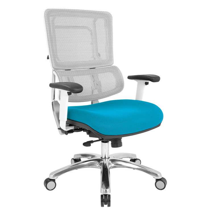 Office Star Breathable White Vertical Mesh Chair - Blue 99661W-7