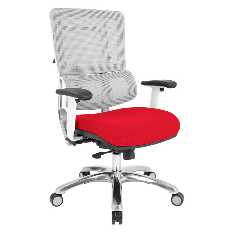 Office Star Breathable White Vertical Mesh Chair - Red 99661W-9
