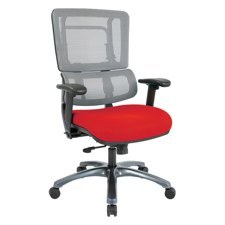 Office Star Vertical Grey Mesh Back Chair With Titanium Base - Red 99667T-9