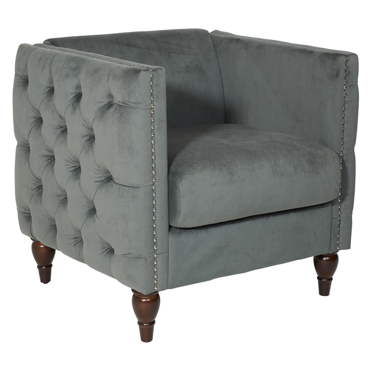 Office Star Elizabeth Tufted Chair - Graphite Velvet BPCA-SK24-V16