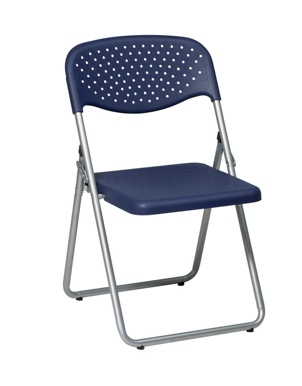 Office Star Folding Chair With Plastic Seat And Back - Sivler / Black (Set Of 4) FC8000NS-7