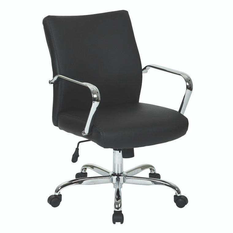 Office Star Black Faux Leather Manager Chair FL1510-U6