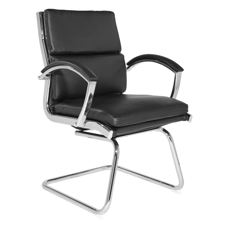 Office Star Mid-Back Faux Leather Visitor'S Chair - Black FL5385C-U6