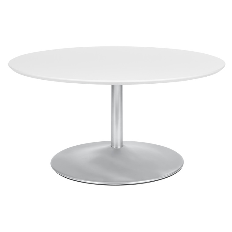 Office Star Flower Coffee Table - White/Nickel FLWA2140-NB