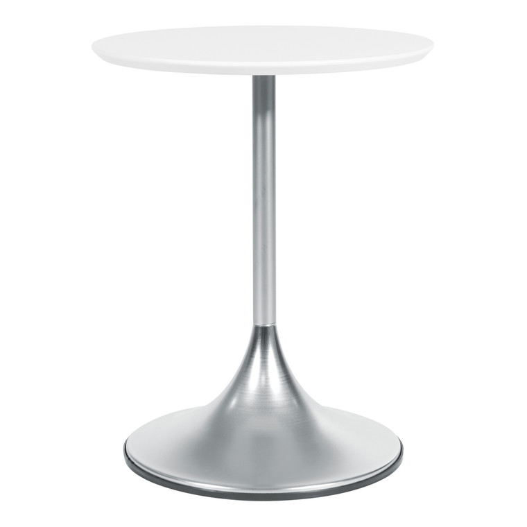 Office Star Flower Side Table - White/Nickel FLWA9300-NB
