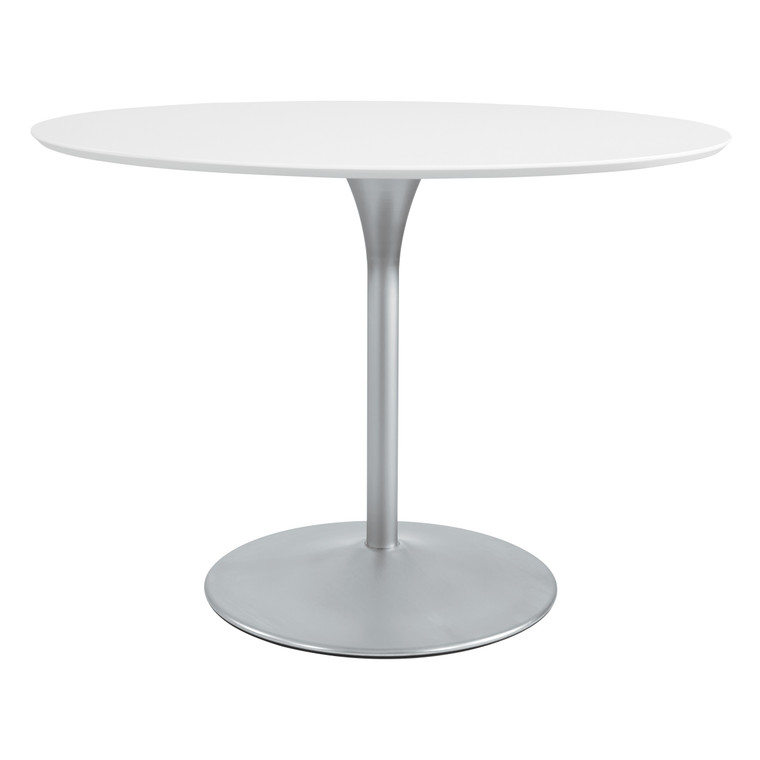 Office Star Flower Dining Table - White/Nickel FLWT433-NB
