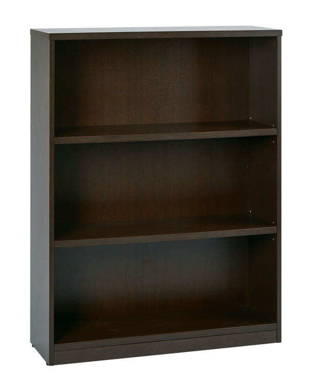 Office Star 36Wx12Dx48H 3-Shelf Bookcase With 1" Thick Shelves - - Espresso LBC361248-ESP