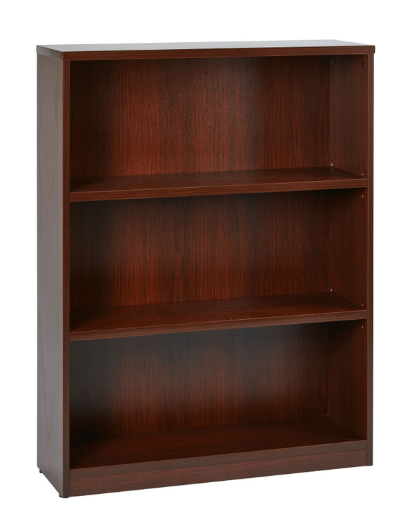 Office Star 36Wx12Dx48H 3-Shelf Bookcase With 1" Thick Shelves - - Mahogany LBC361248-MAH