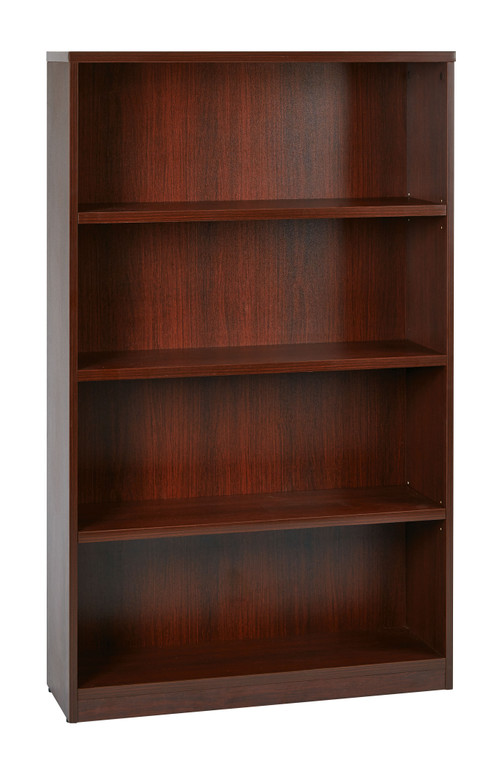 Office Star 36Wx12Dx60H 4-Shelf Bookcase With 1" Thick Shelves - - Mahogany LBC361260-MAH