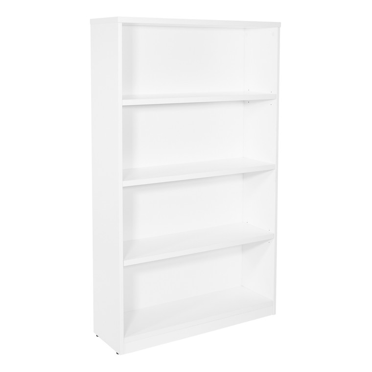 Office Star 36Wx12Dx60H 4-Shelf Bookcase With 1" Thick Shelves - - White LBC361260-WHT