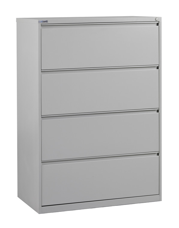 Office Star 36" Wide 4 Drawer Lateral File With Core-Removeable Lock & Adjustable Glides - Light Grey LF436-G
