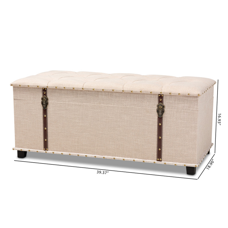 Baxton Studio Kyra Modern And Contemporary Beige Fabric Upholstered Storage Trunk Ottoman JY19A212-Beige-Otto