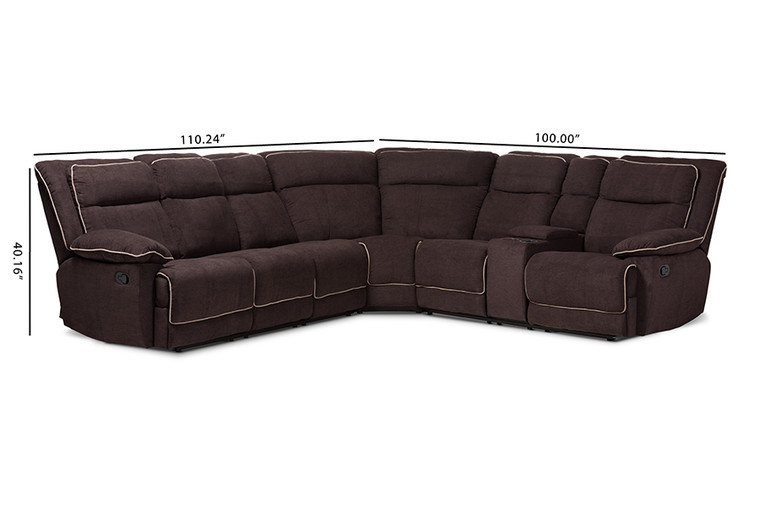 Baxton Studio Sabella Modern And Contemporary Chocolate Brown Fabric Upholstered 7-Piece Reclining Sectional Sofa RX038A-Chocolate Brown-SF