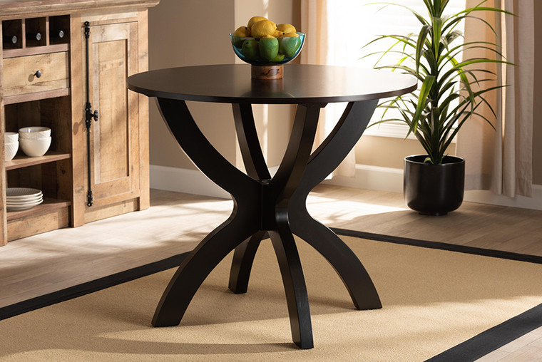 Baxton Studio Tilde Modern And Contemporary Dark Brown Finished 35-Inch-Wide Round Wood Dining Table RH7232T-Dark Brown-35-IN-DT