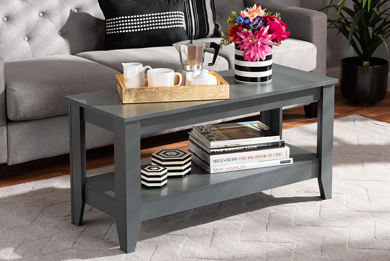 Baxton Studio Elada Modern And Contemporary Grey Finished Wood Coffee Table CT8000-Grey-CT