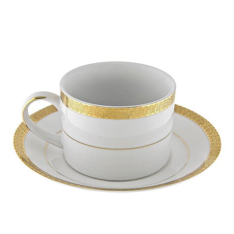 10 Strawberry Street Luxor 8-Ounces Gold Can Cup/Saucer-Pack of 2 - LUX-9G