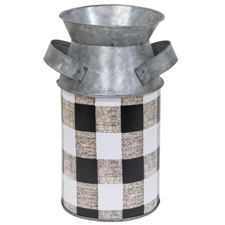 *Black & White Buffalo Check Milk Can Small G14577A By CWI Gifts