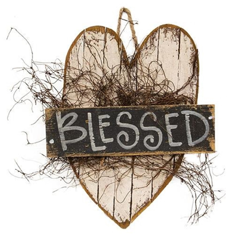 Blessed Lath Hanging Heart G21115 By CWI Gifts