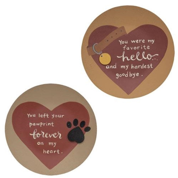 Pawprint Forever Heart Plate - 2 Assorted (Pack Of 2) G35262 By CWI Gifts