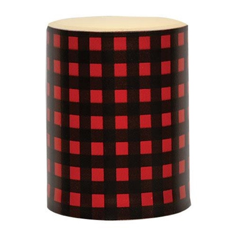 Red Small Buffalo Check Timer Pillar 4" G84869 By CWI Gifts