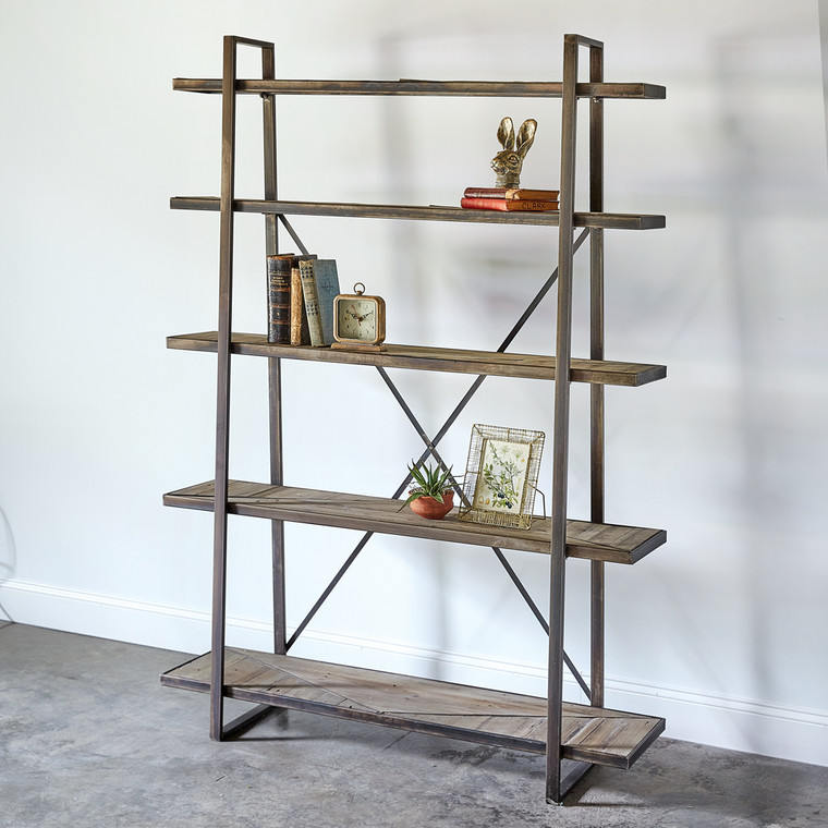 CTW Home Industrial Wood X Shelves 770482