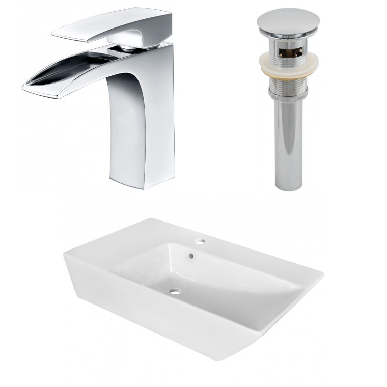 25.5" W Above Counter White Vessel Set For 1 Hole Center Faucet AI-26411